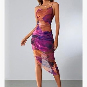 Amazon Asymmetrical Dress in Purple and Orange